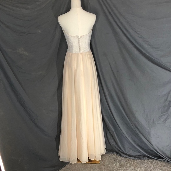 Mori Lee Cream Strapless Lace Gown - Picture 6 of 10